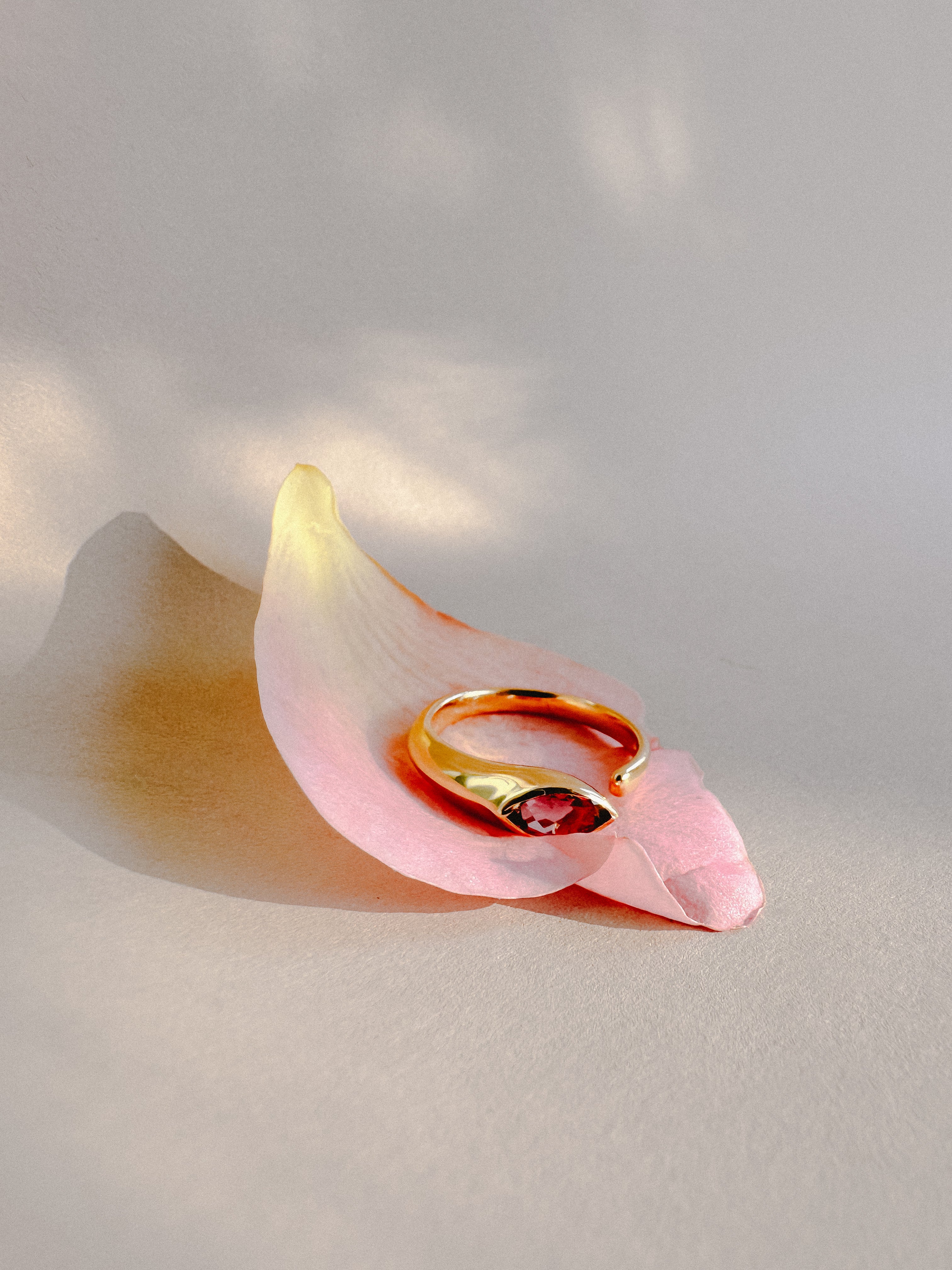 I am Loved ring stacking set - Pink Tourmaline 18K