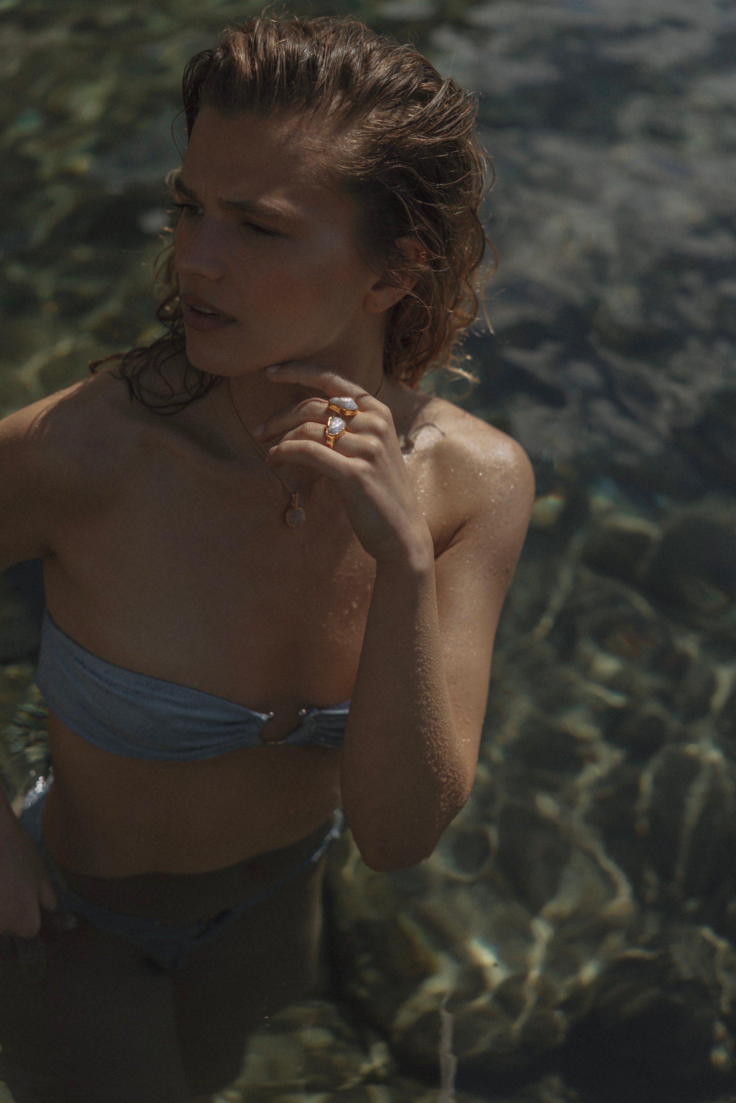The Muse - Chunky White Biwa Pearl Ring 18K