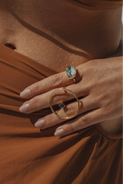 The Visionary - Large Round Labradorite Ring 18K