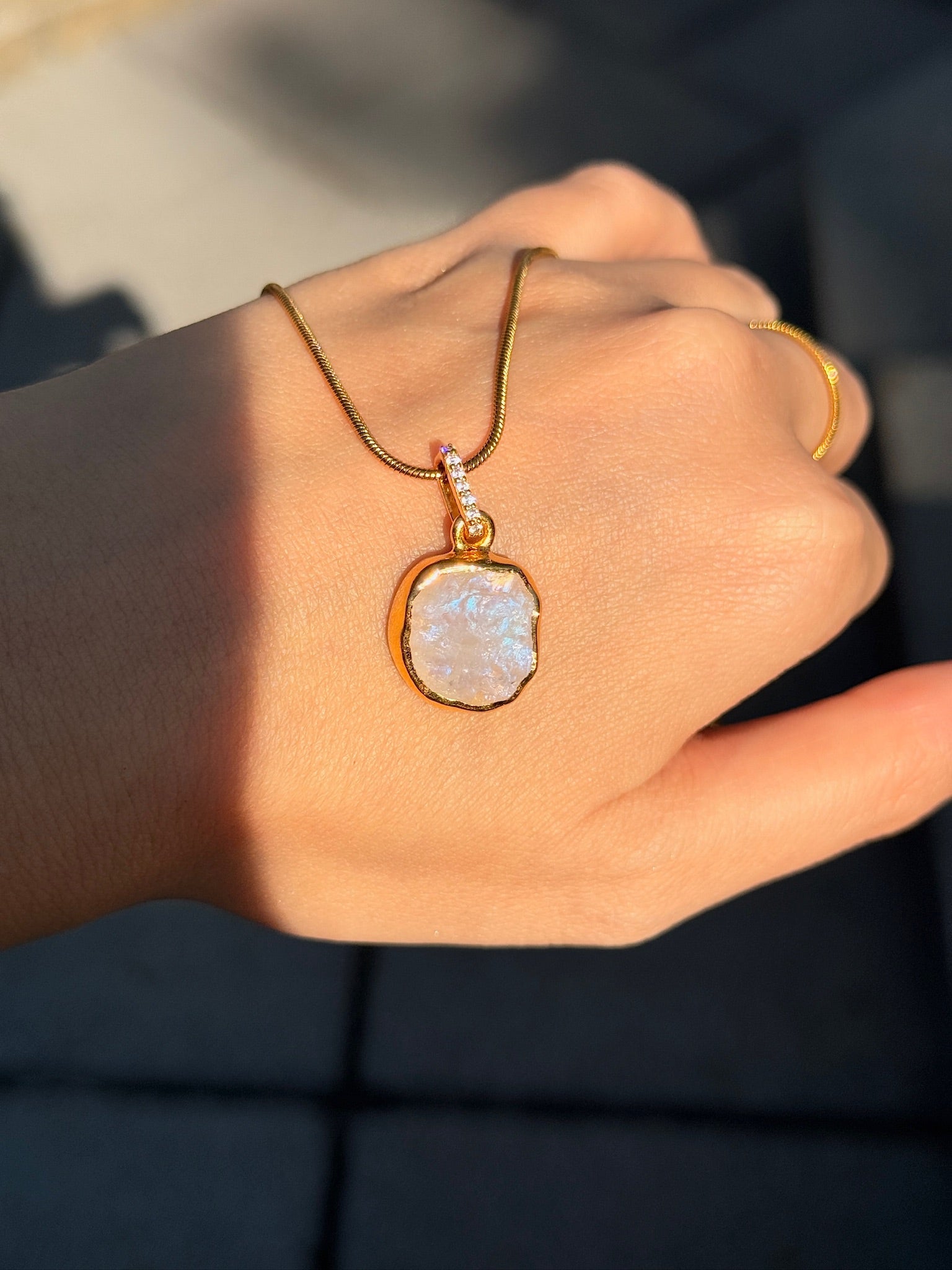 The Oracle - Raw Moonstone Necklace 18K