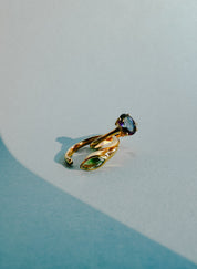 I am Connected ring stacking set - Mystic Topaz x Green Kyanite 18K