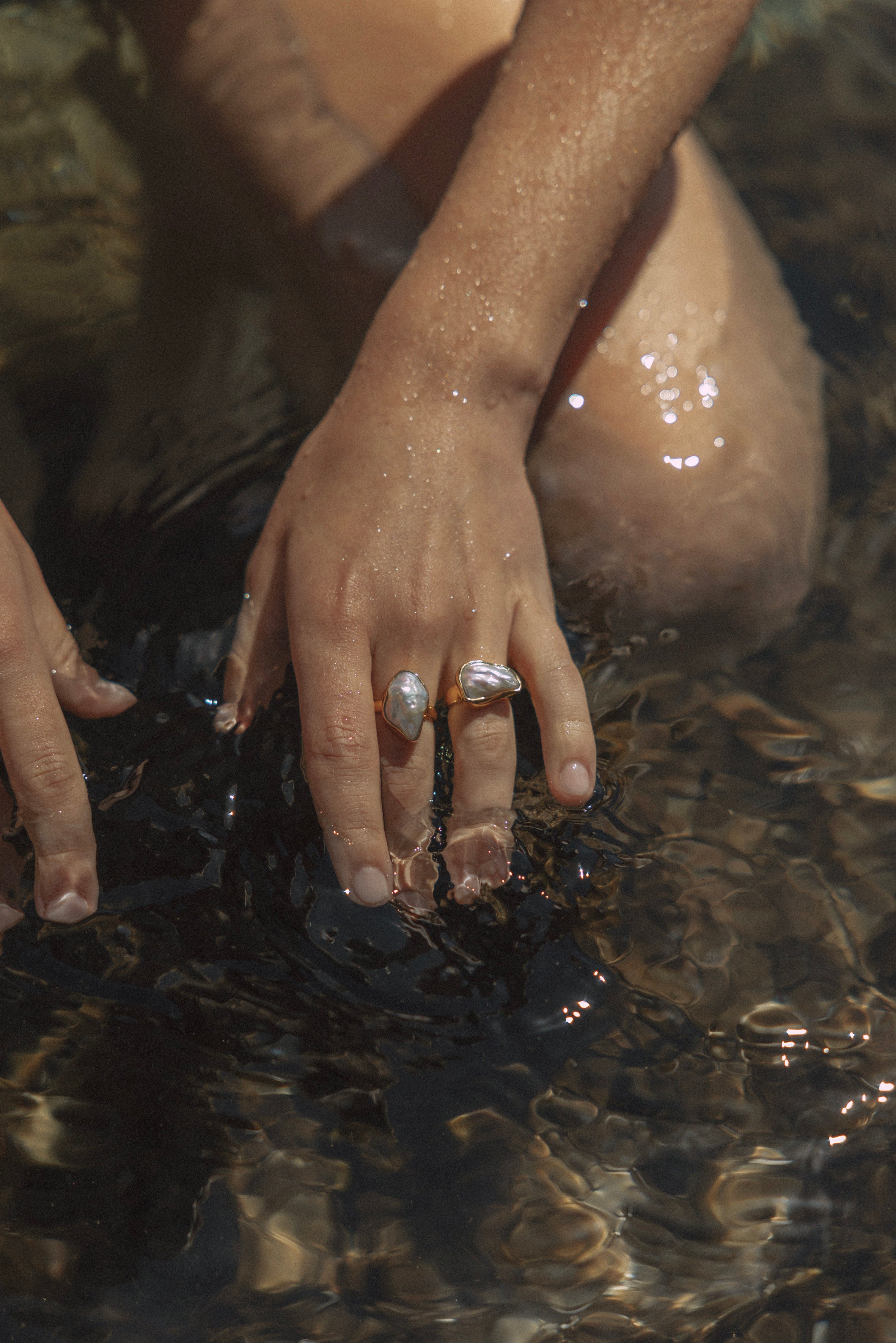 The Muse - Chunky White Biwa Pearl Ring 18K