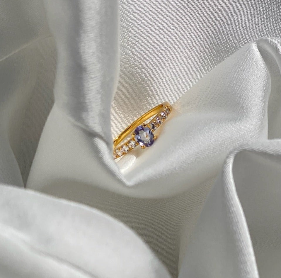 LAVENDER - Tanzanite and Moonstone 18K