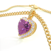 CLEO Necklace - Heartshaped Amethyst and Rainbow Moonstone 18K