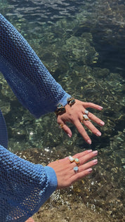 The Muse - Chunky White Biwa Pearl Ring 18K