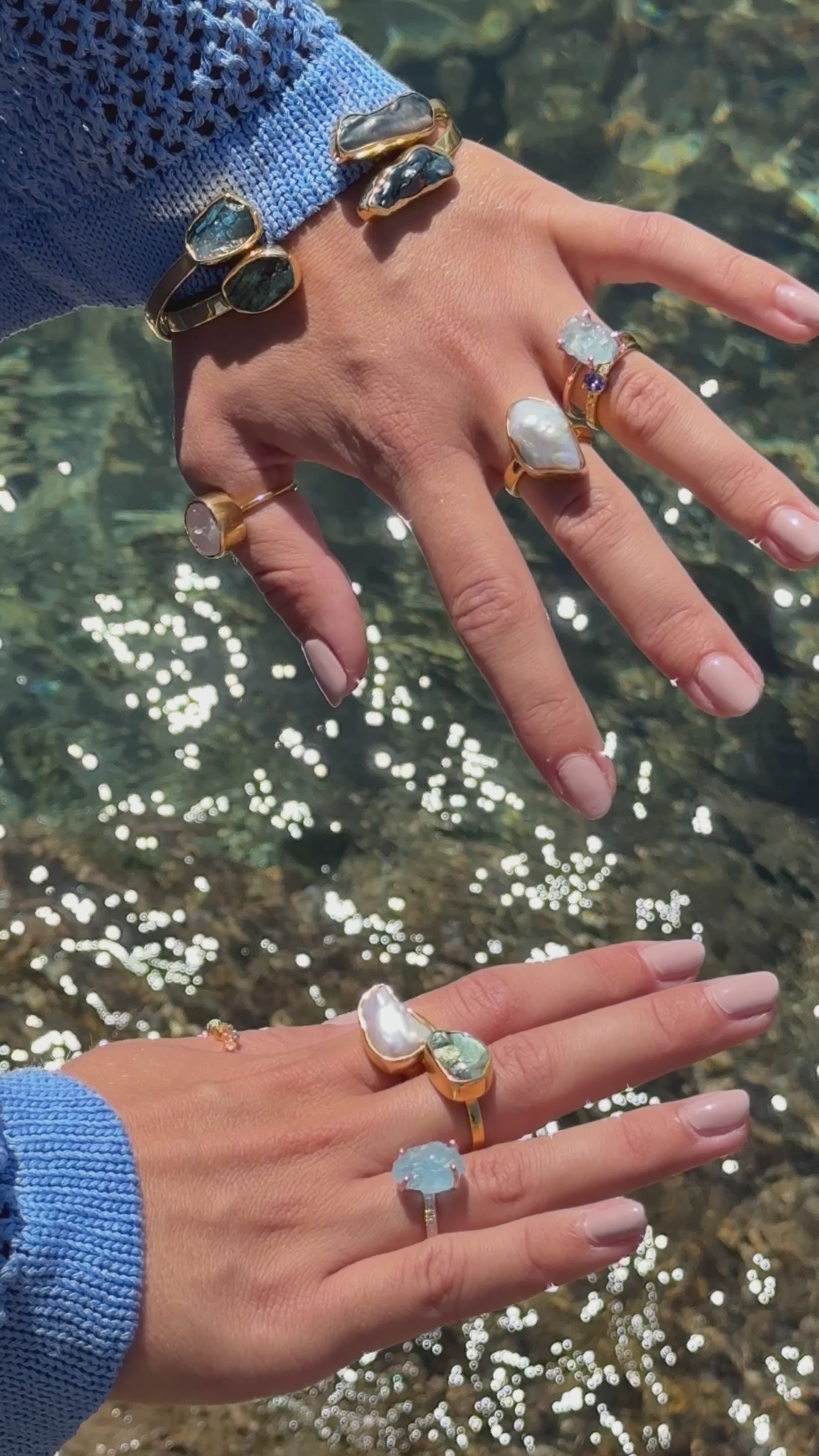 The Muse - Chunky White Biwa Pearl Ring 18K